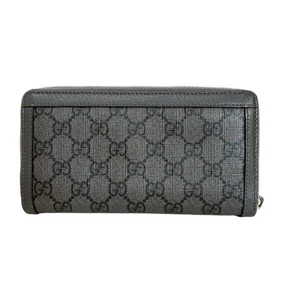 Auth GUCCI Off Dear Zip Around Wallet Gray Black PVC Leather - Picture 2 of 5